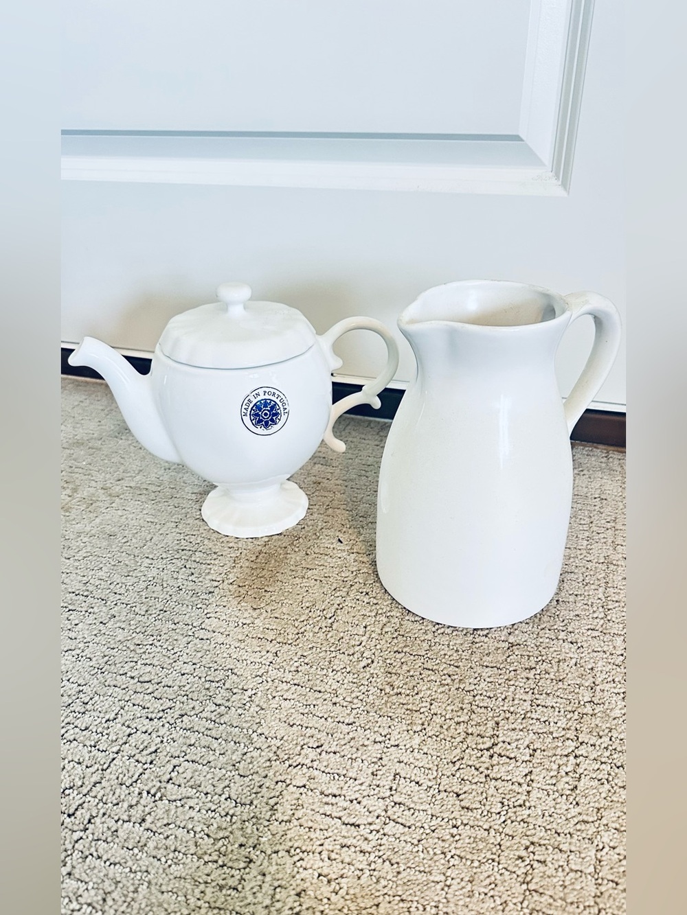 White Ceramic Teapot & Pitcher Set | Made in Portugal